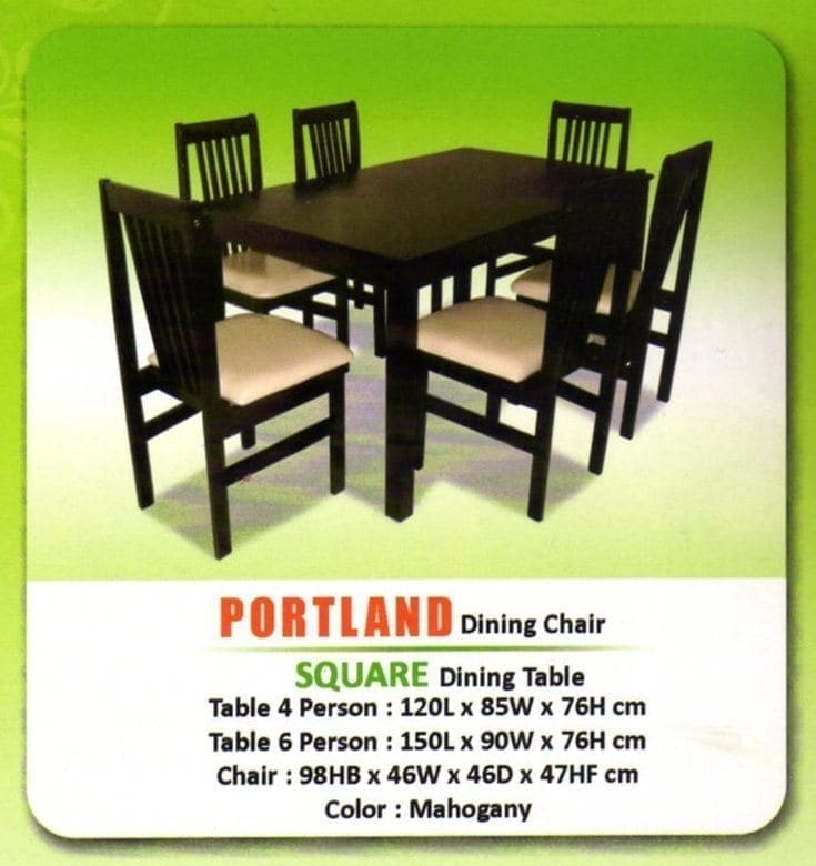 LB Meja Makan Square 6 Kursi Portland