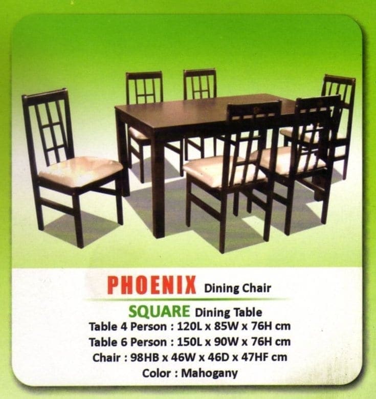 LB Meja Makan Square 6 Kursi Phoenix