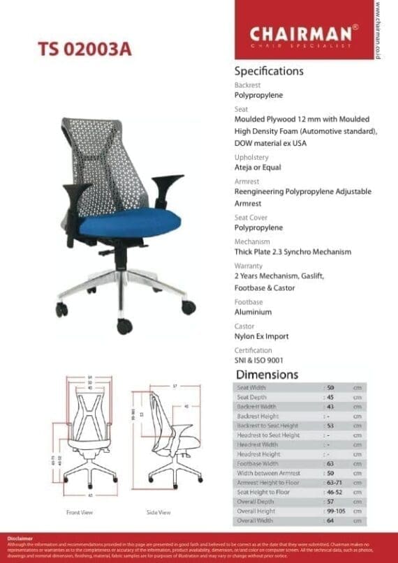 Spec kursi chairman ts02003a