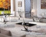 Meja Vienna Silver Black Glass