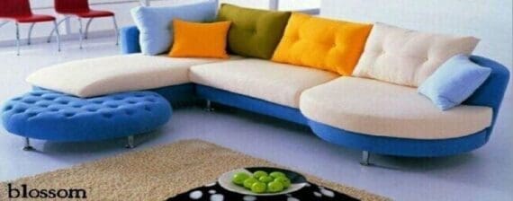 Sofa L Blossom + Puff Voda