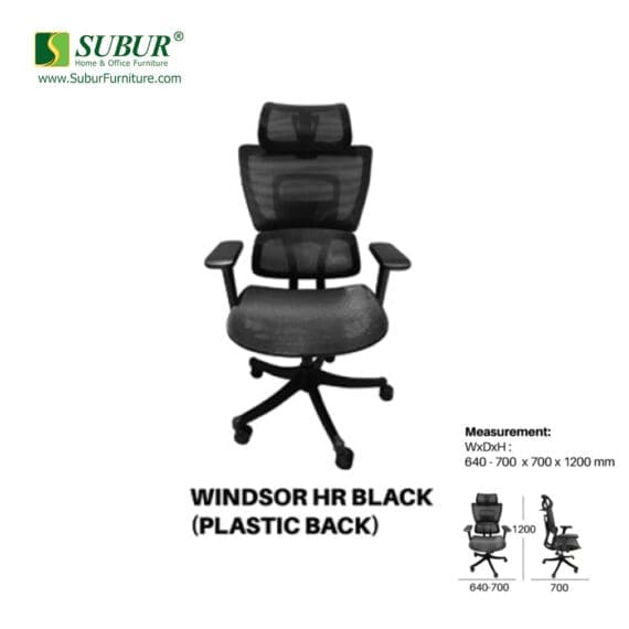 Kursi Kantor UNO tipe Windsor HR Black