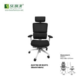 Kursi Kantor UNO tipe Austin HR White (Black)