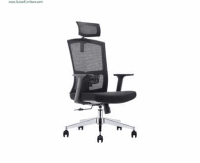 Kursi Kantor Ergosit tipe LUSSO MIDBACK BLACK ALUMINUM BASE + HEADREST