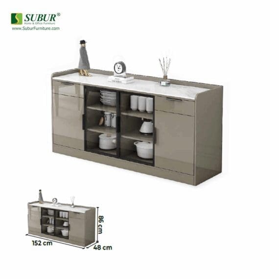 Cradenza Kabinet WLS tipe Dallan Kaca Abu-Abu